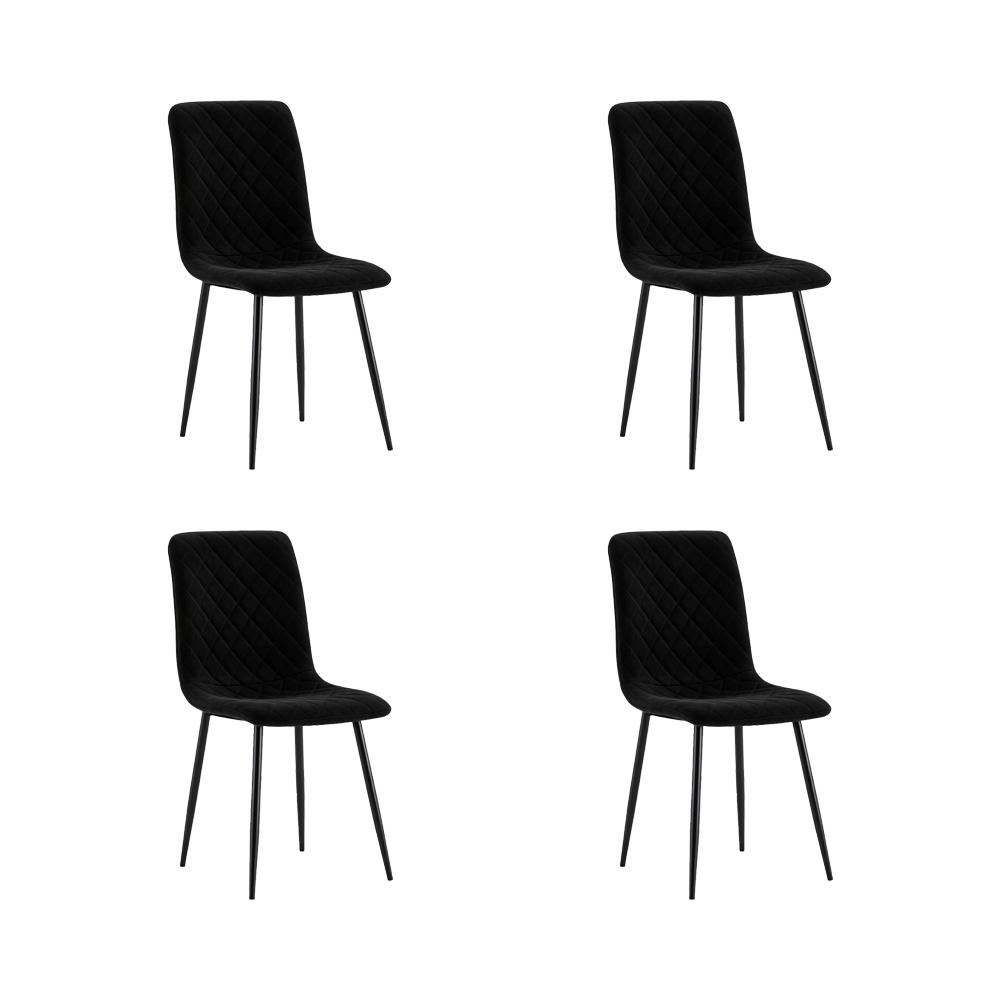 Silla de Comedor Loretto, Negro, con Espaldar y Diseño Moderno X4