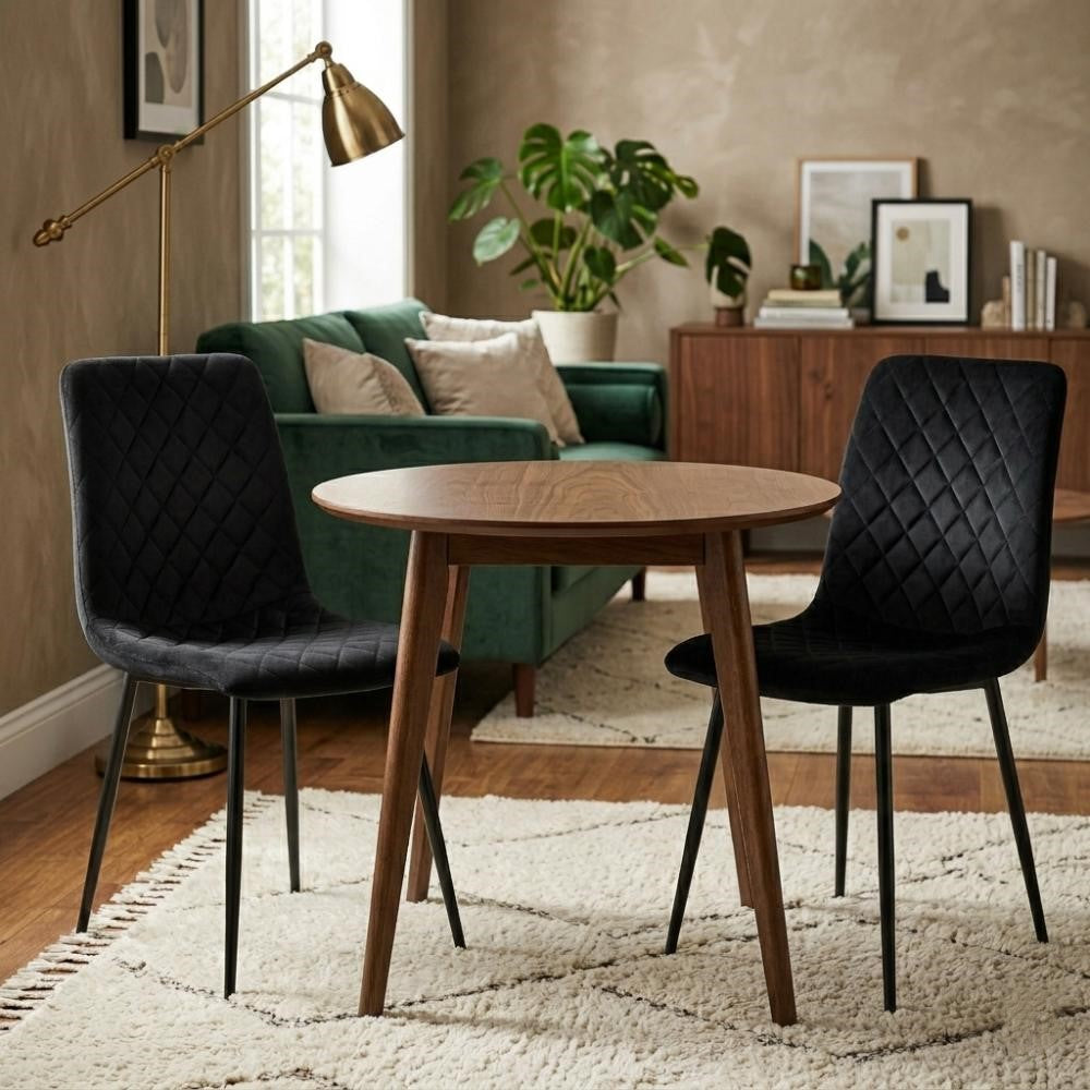 Silla de Comedor Loretto, Negro, con Espaldar y Diseño Moderno X2
