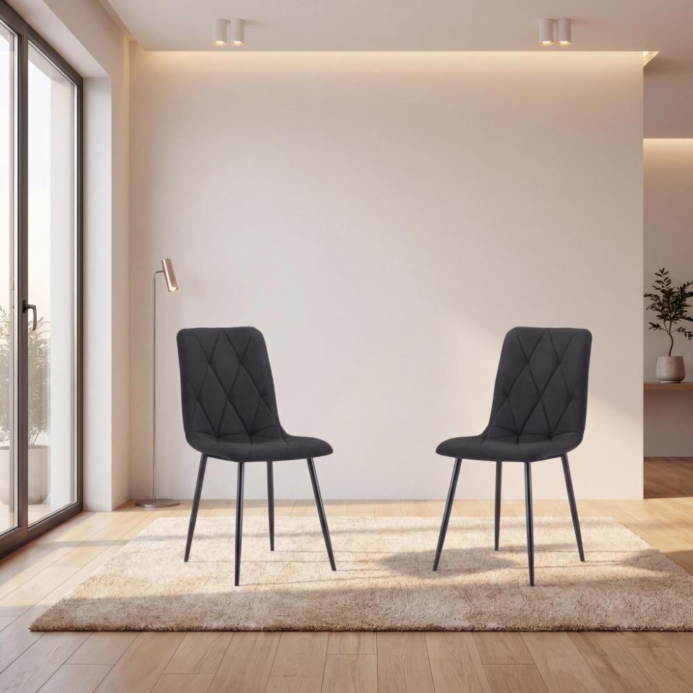 Silla de Comedor Napoles, Negro, con Espaldar y Diseño Moderno X2