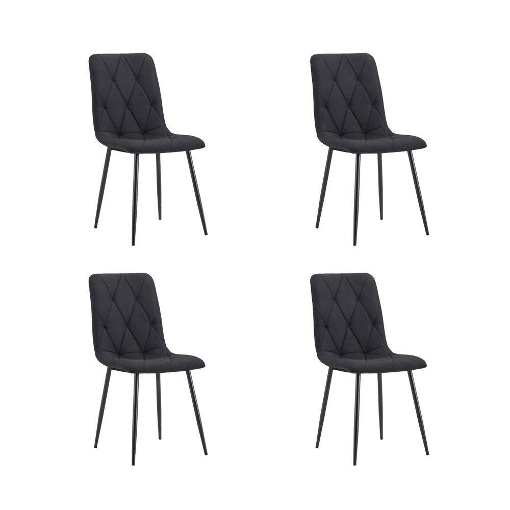 Silla de Comedor Napoles, Negro, con Espaldar y Diseño Moderno X4