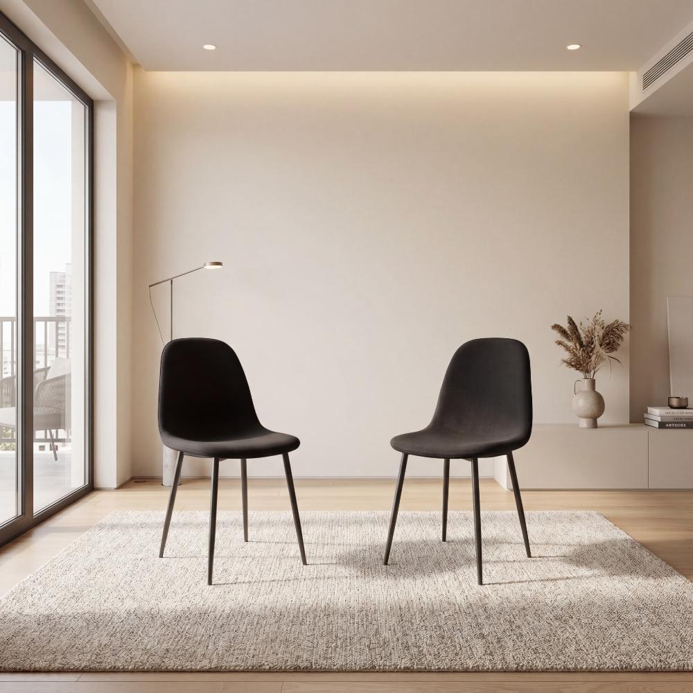 Silla de Comedor Margarita, Negro, con Espaldar y Diseño Moderno X2