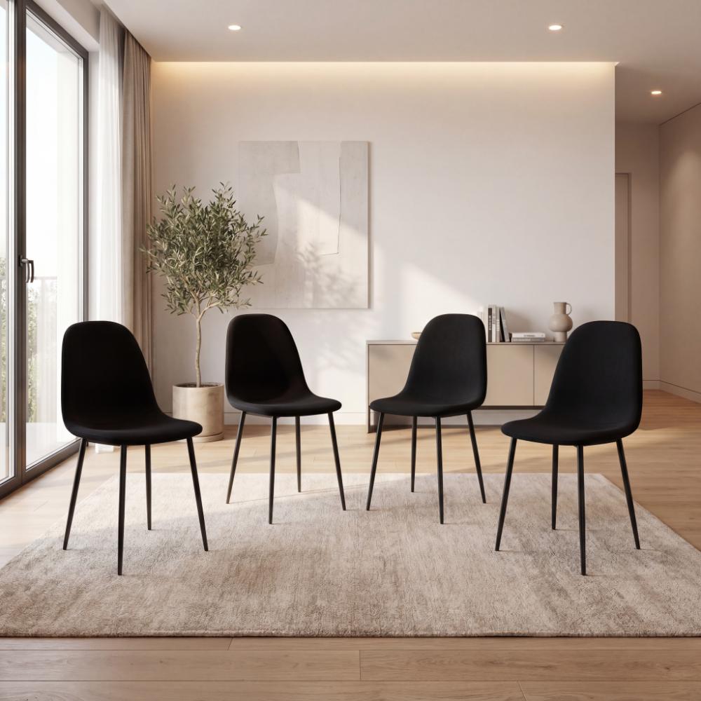 Combo Relax, Incluye una Mesa y 4 Sillas Color Negro
