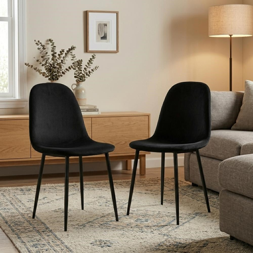 Silla de Comedor Margarita, Negro, con Espaldar y Diseño Moderno X2