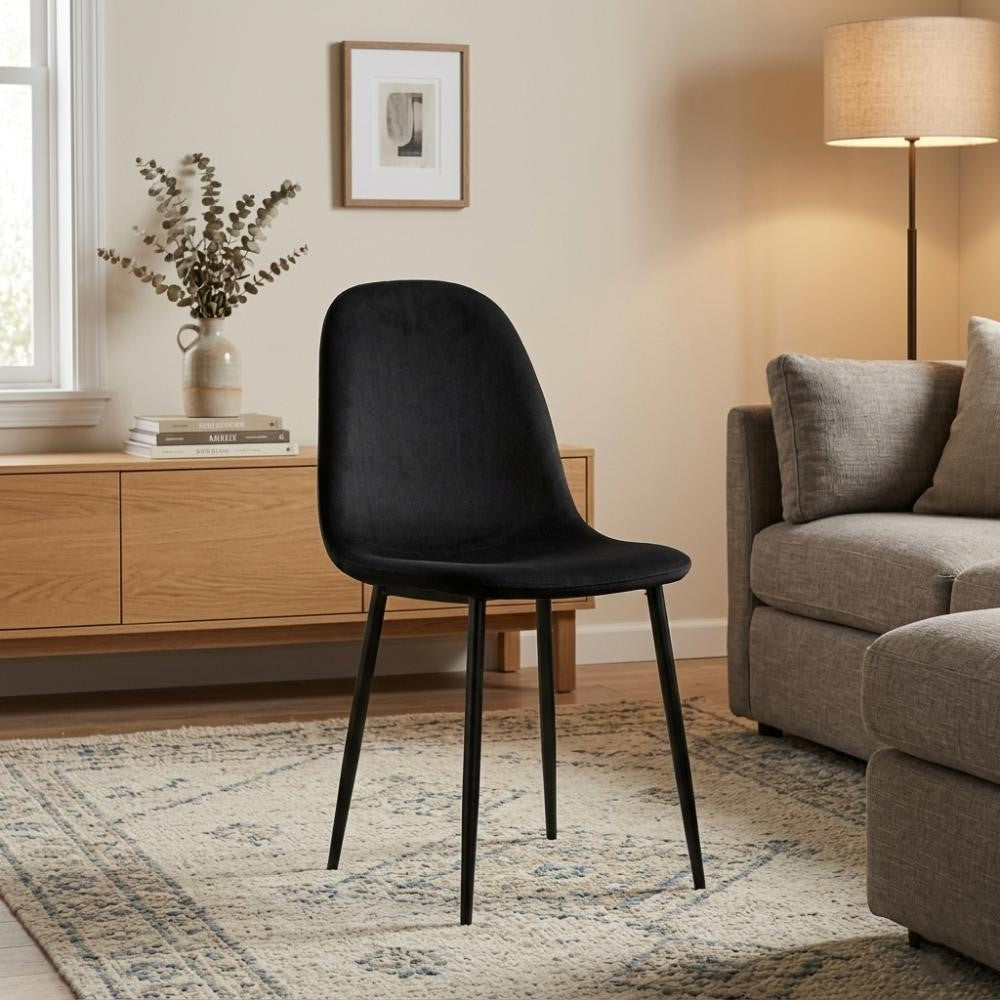 Silla de Comedor Margarita, Negro, con Espaldar y Diseño Moderno X2