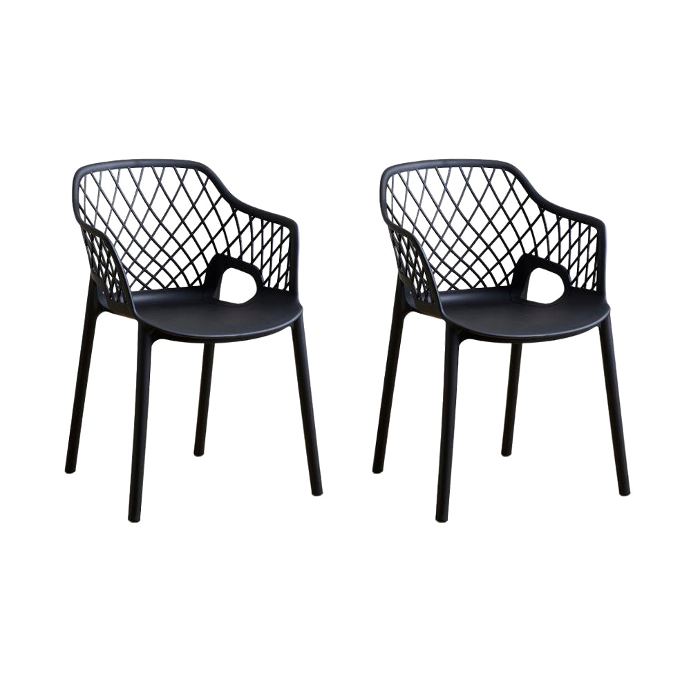 Set de 2 Sillas con Brazos Casablanca, Negro, con Espaldar en Diamantes y Estilo Moderno