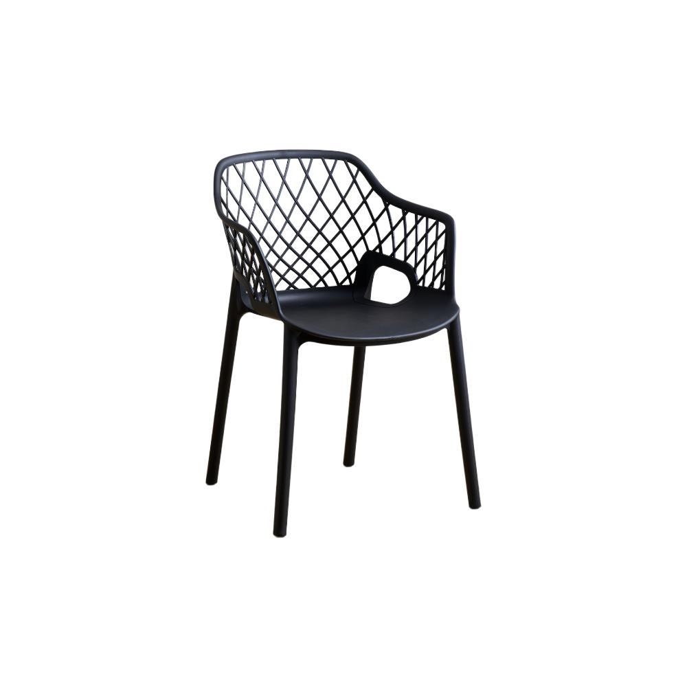 Set de 2 Sillas con Brazos Casablanca, Negro, con Espaldar en Diamantes y Estilo Moderno