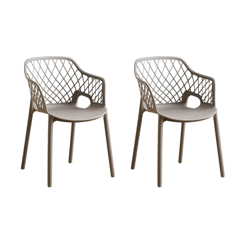 Set de 2 Sillas con Brazos Casablanca, Taupe, con Espaldar en Diamantes y Estilo Moderno