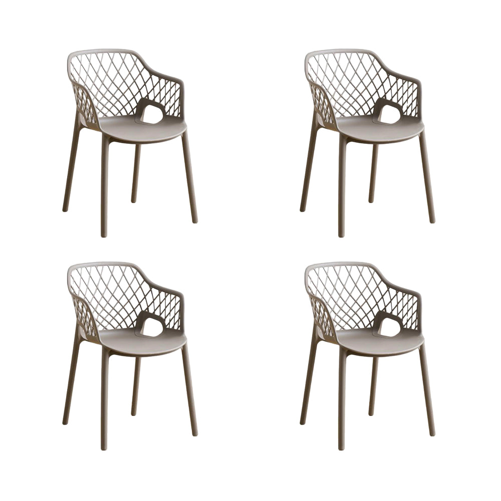 Set de 4 Sillas con Brazos Casablanca, Taupe, con Espaldar en Diamantes y Estilo Moderno