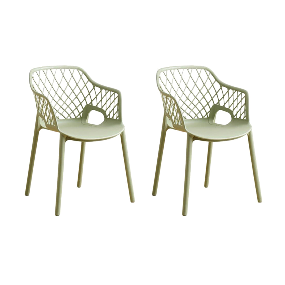 Set de 2 Sillas con Brazos Casablanca, Verde Olivo, con Espaldar en Diamantes y Estilo Moderno