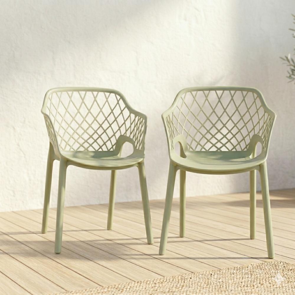 Silla con Brazos Casablanca, Verde Olivo, con espaldar en diamantes y estilo moderno