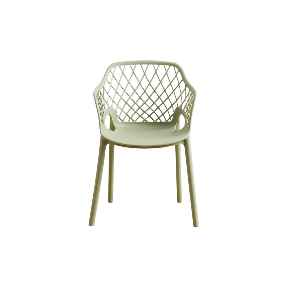 Silla con Brazos Casablanca, Verde Olivo, con espaldar en diamantes y estilo moderno