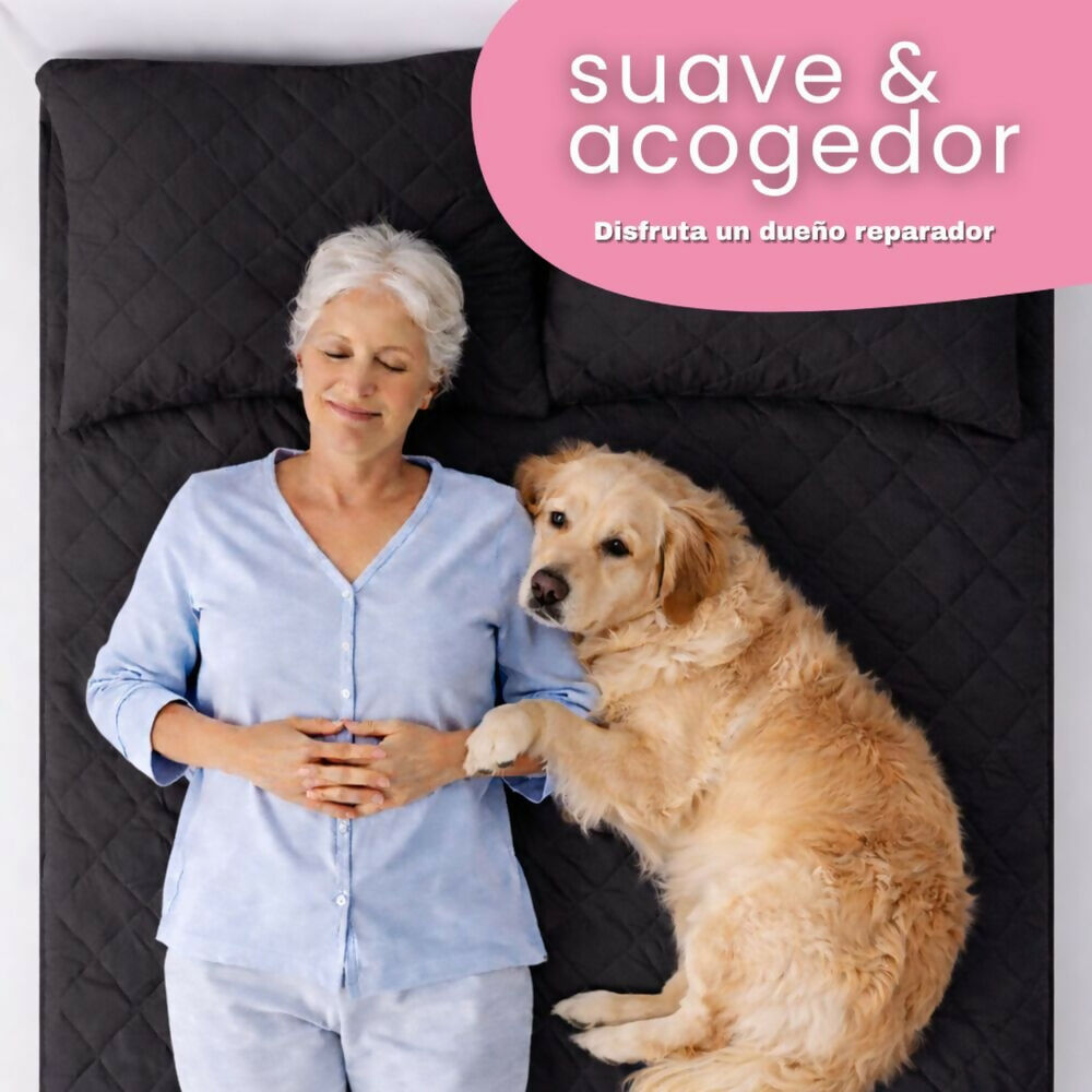 Combo protector colchon doble antifluido negro 140x190cm