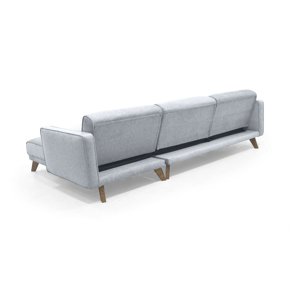 Sofa Cama en L Chelsea Izquierdo 265x160x76 Tela Plata