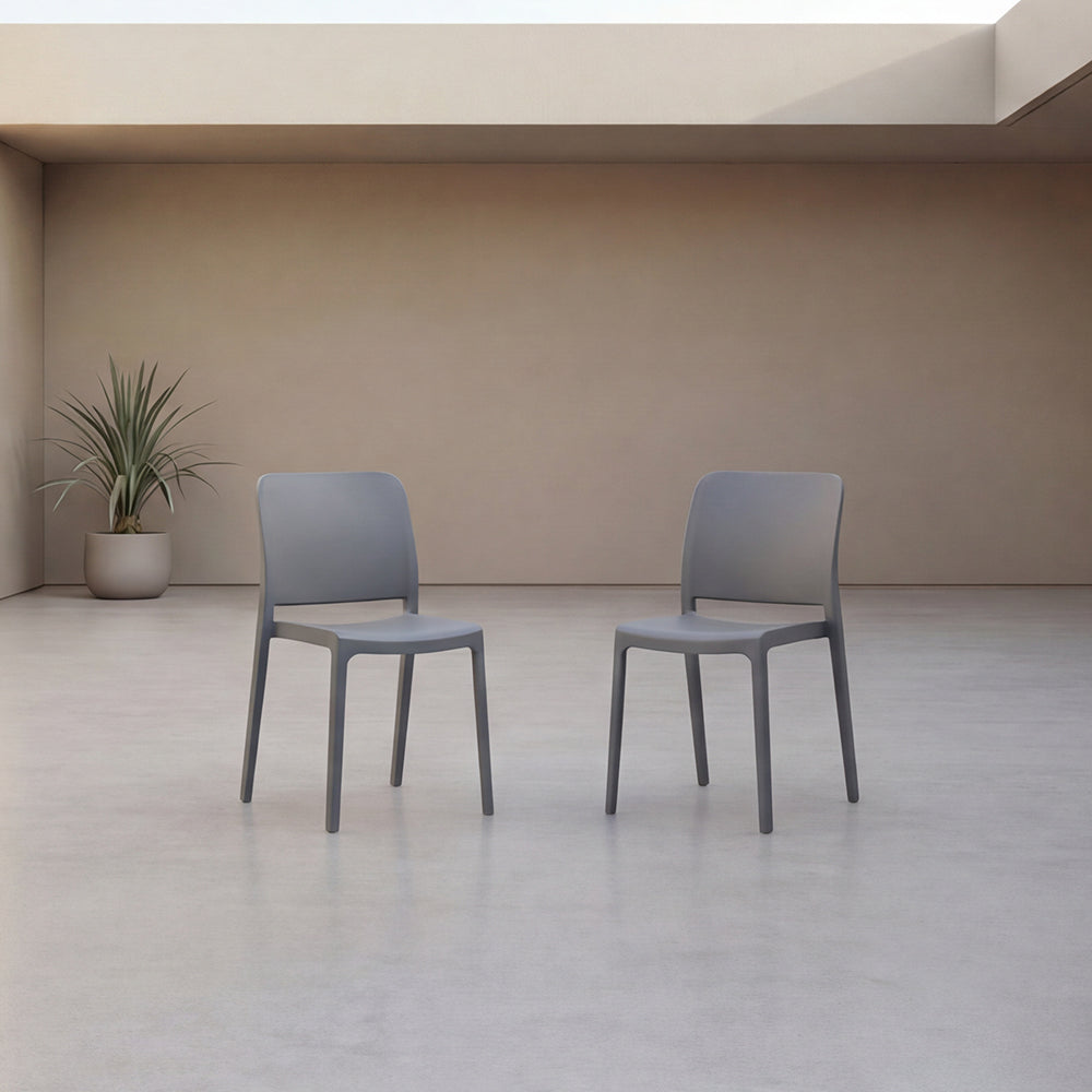 Silla Triveca, Gris Oscuro, Con espaldar cerrado y diseño minimalista  X2
