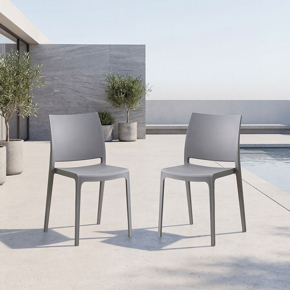 Silla Soho, Gris Oscuro, Con espaldar cerrado y diseño minimalista X2