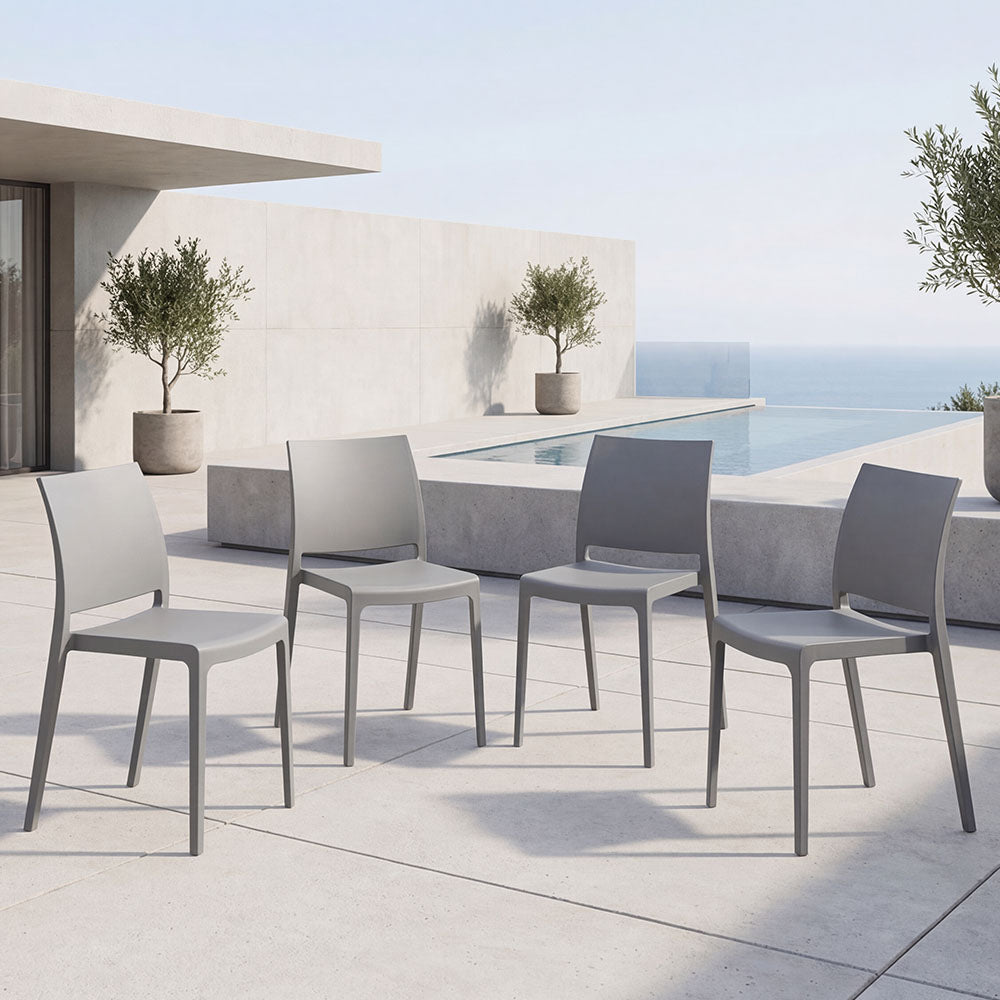 Silla Soho, Gris Oscuro, Con Espaldar Cerrado y Diseño Minimalista X4