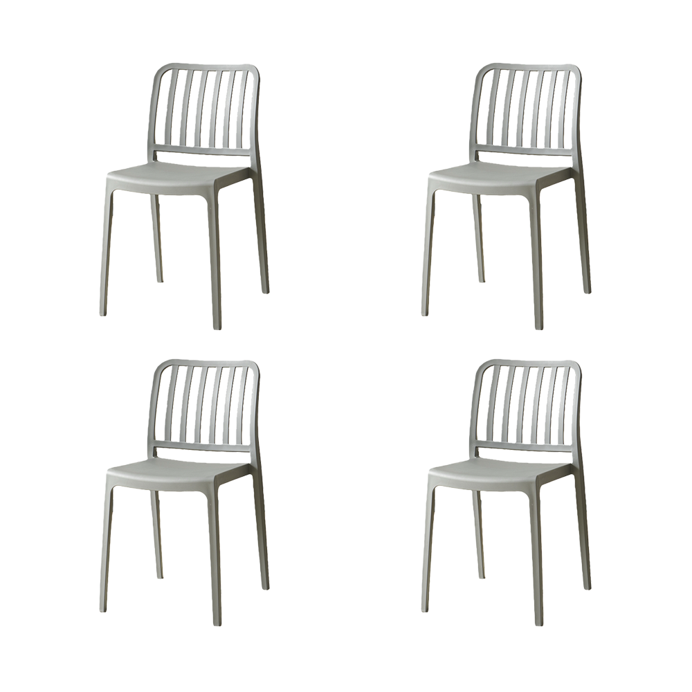 Set de 4 Sillas Brooklyn, Gris Oscuro, con Espaldar en Rayas y Diseño Minimalista
