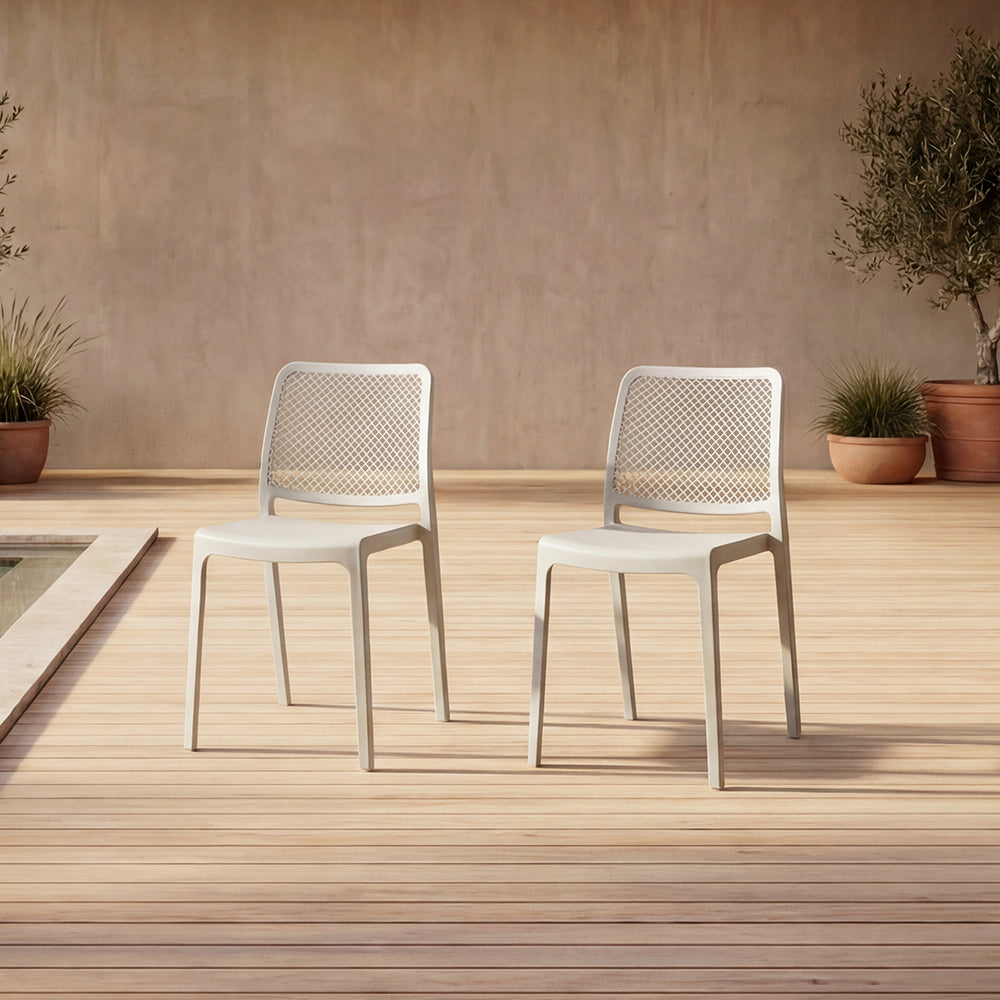Set de 2 Sillas Bronx , Gris Oscuro, con Espaldar en Cuadrados y Diseño Minimalista