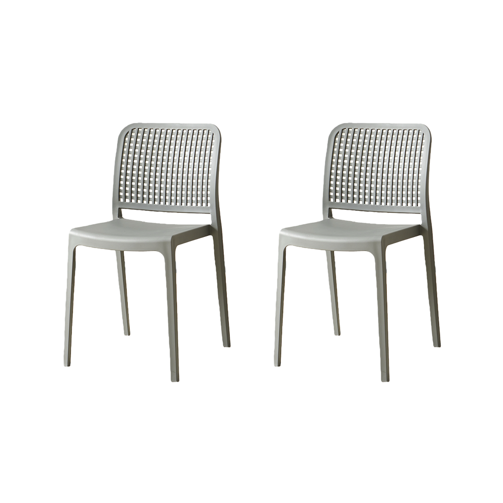 Set de 2 Sillas Bronx , Gris Oscuro, con Espaldar en Cuadrados y Diseño Minimalista