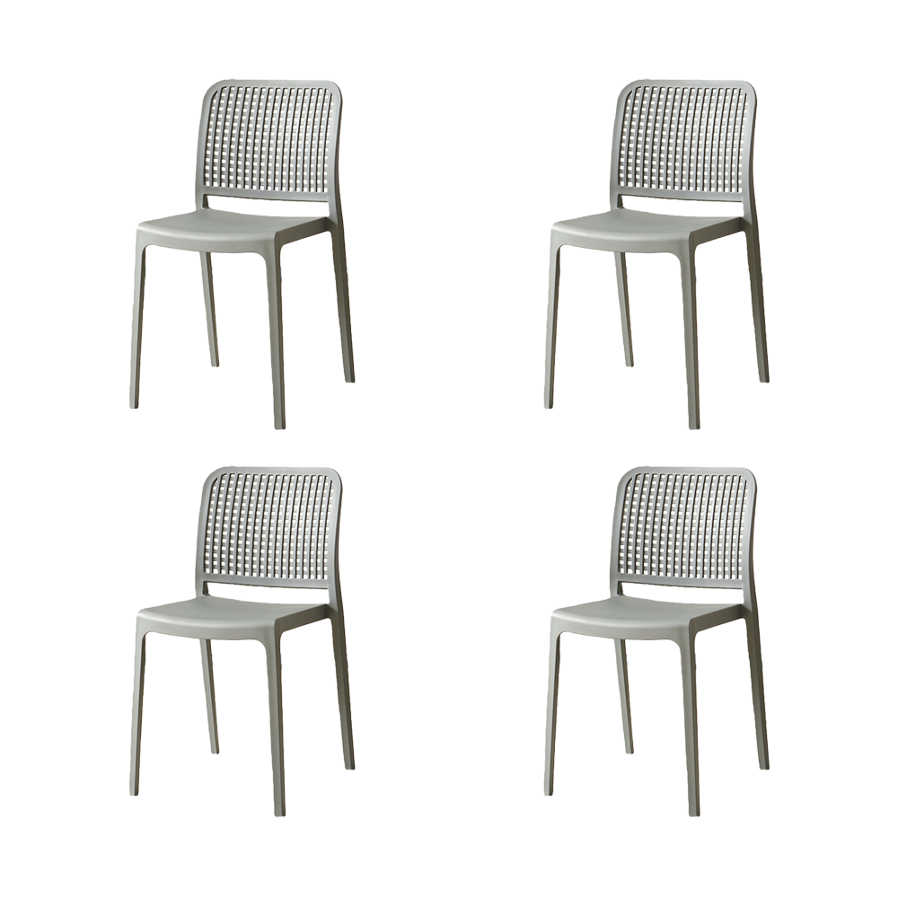 Set de 4 Sillas Bronx, Gris Oscuro, con Espaldar en Cuadrados y Diseño Minimalista