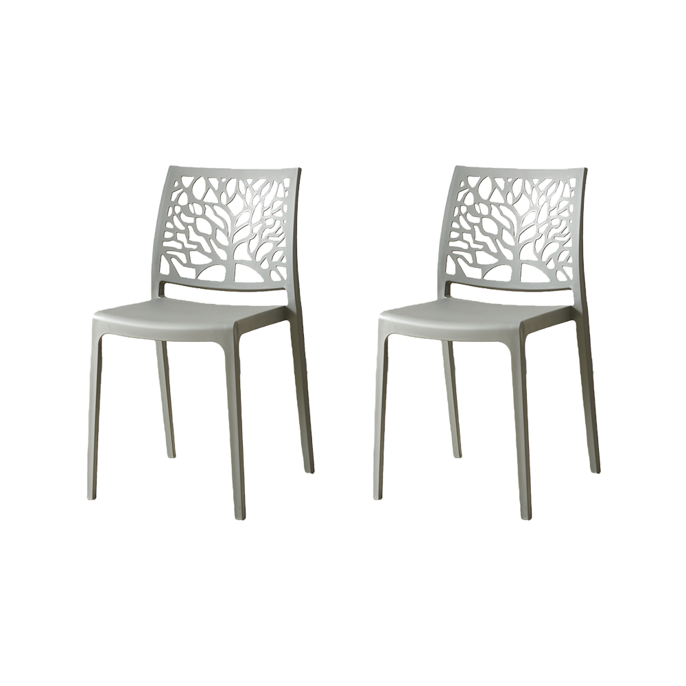 Set de 2 Sillas Harlem, Gris Oscuro, con Espaldar en Forma de Árbol y Diseño Minimalista