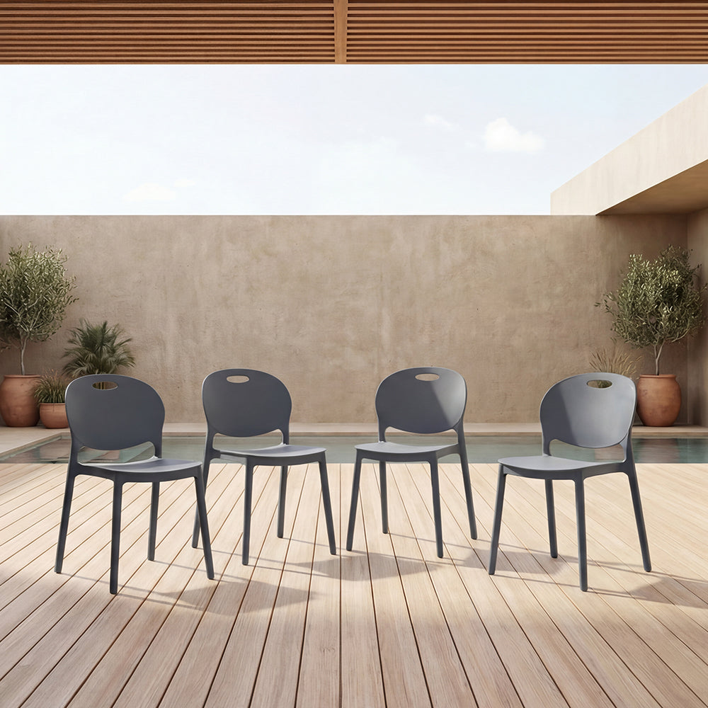 Silla Queens, Gris Oscuro, Con espaldar redondo y diseño minimalista X4