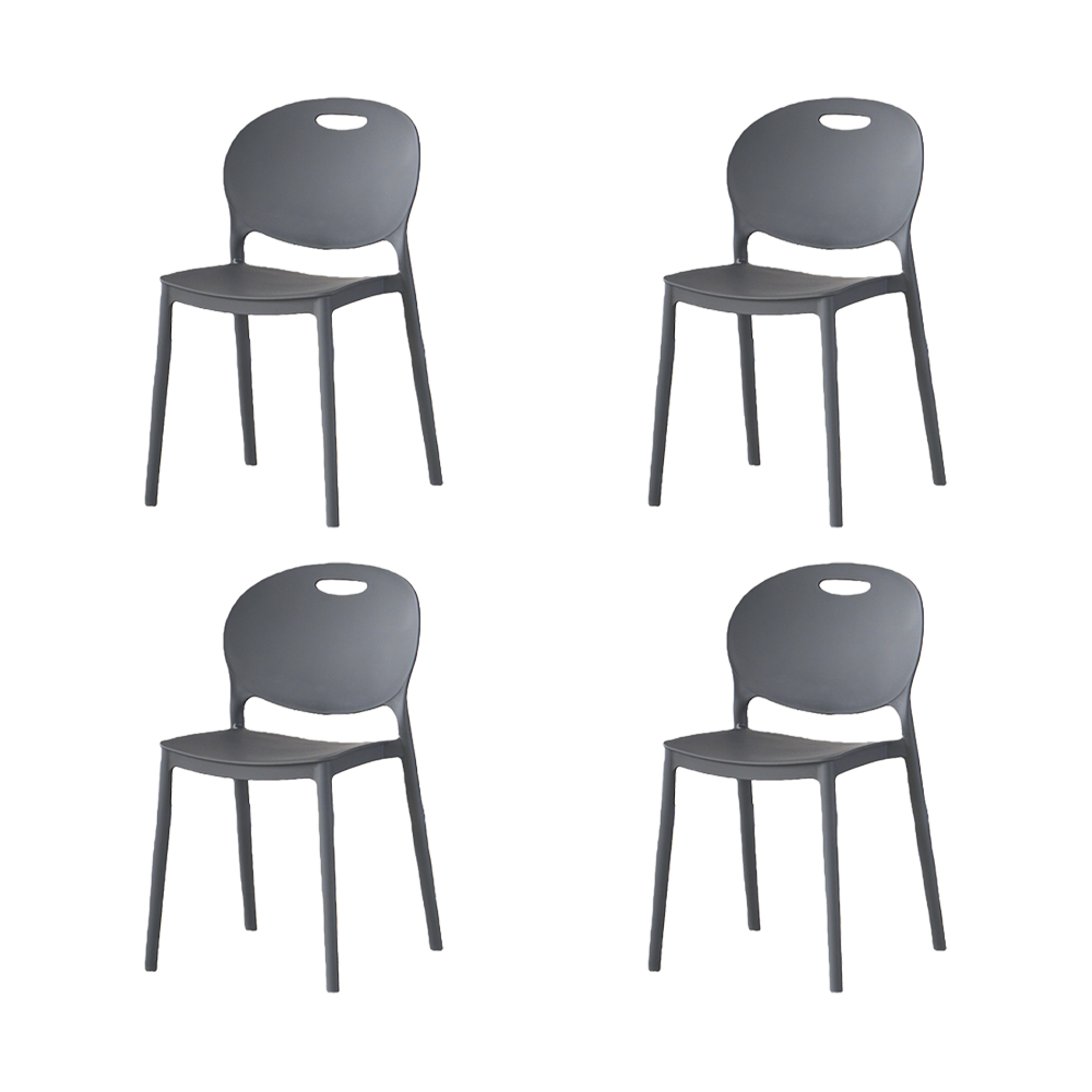 Silla Queens, Gris Oscuro, Con espaldar redondo y diseño minimalista X4