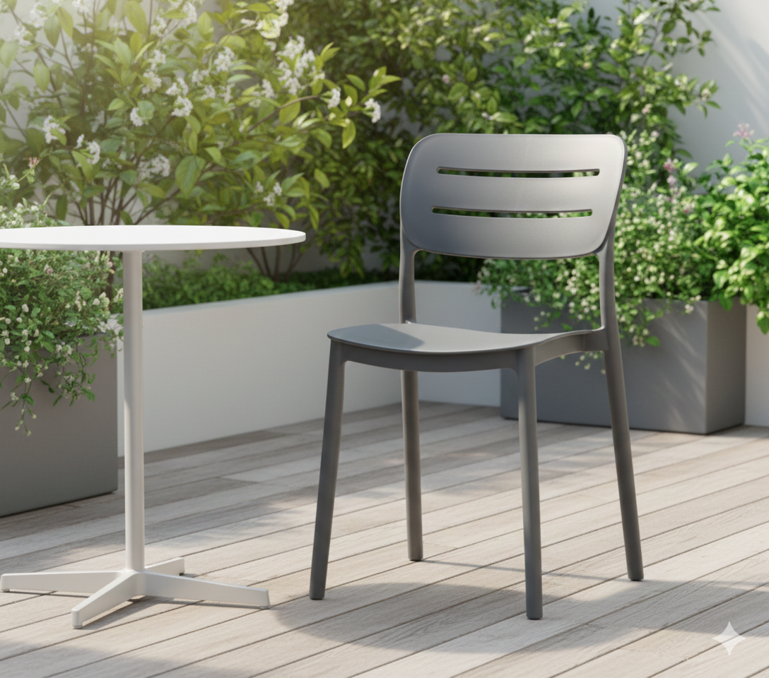 Silla Harriman, Gris Oscuro, Con medio espaldar y diseño minimalista