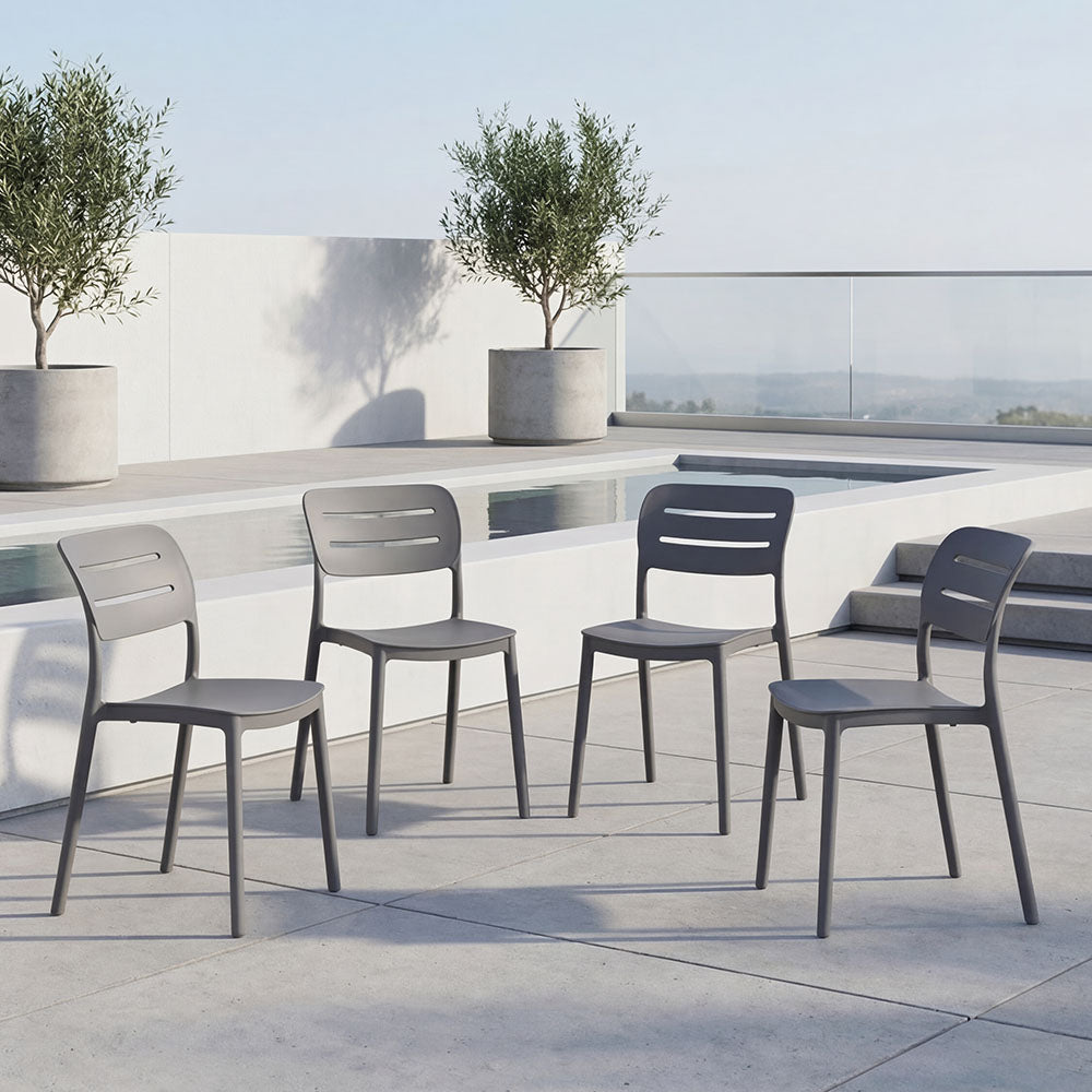Silla Harriman, Gris Oscuro, Con medio espaldar y diseño minimalista X4