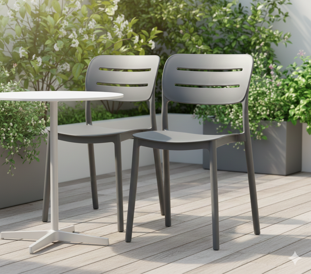 Silla Harriman, Gris Oscuro, Con medio espaldar y diseño minimalista X2
