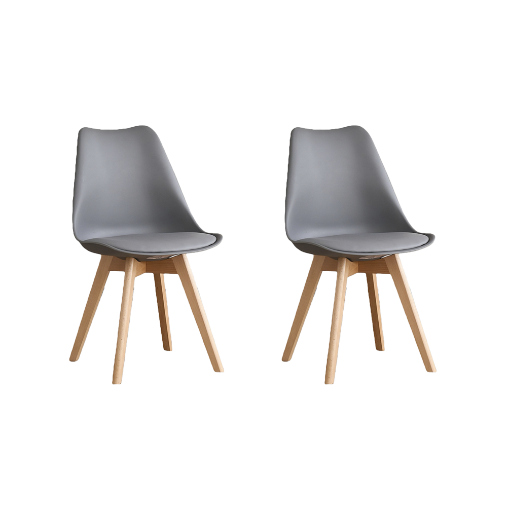 Silla Fyn, Gris Oscuro, Diseño Minimalista Con Espaldar, Cojín y Patas De Madera X2