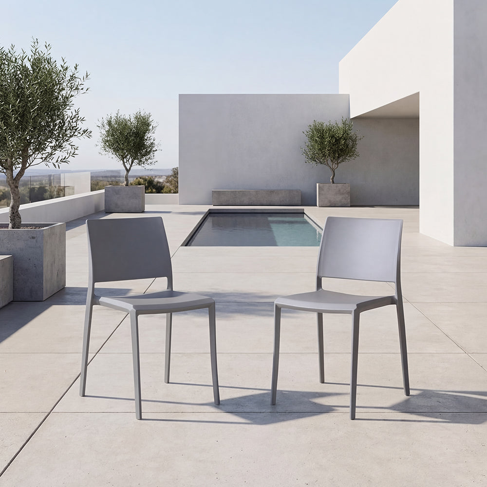 Silla Toledo, Color gris, Con espaldar liso y cuadrado, diseño moderno X2