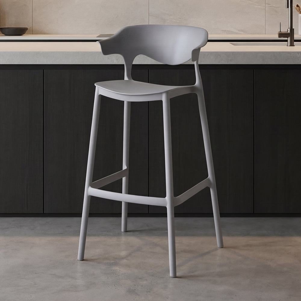 Silla para Bar Elena, Color Gris Oscuro, Diseño Moderno