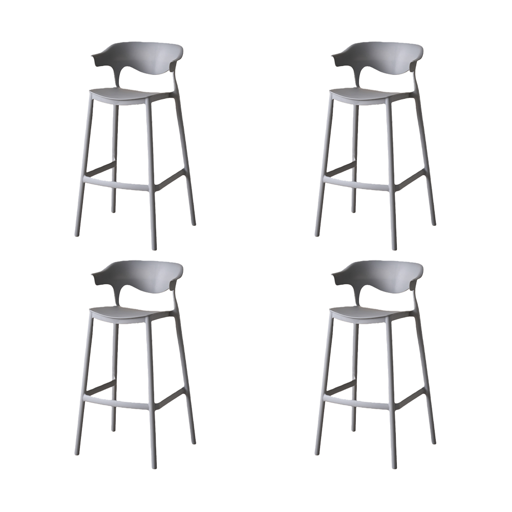 Set de 4 Sillas para Bar Elena, Color Gris Oscuro, Diseño Moderno