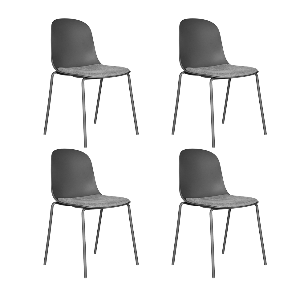Set de 4 Sillas con Cojín Aiara, Color Gris Oscuro, Diseño Moderno