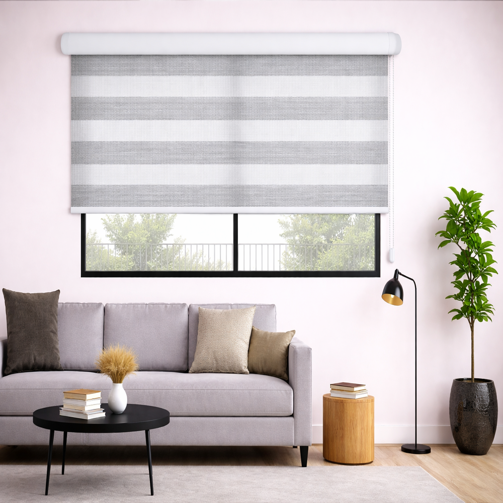 Persiana Enrollable Sheer Elegance Sheer Screen Fina Gris/blanco 120 X 180
