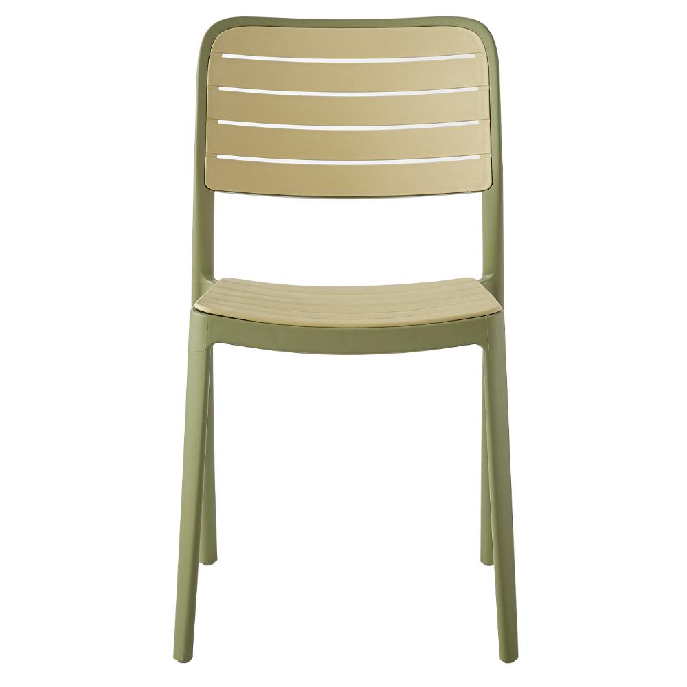 Set de 2 Sillas Carolina, Color Verde Olivo y Beige, con Espaldar de Líneas Horizontales