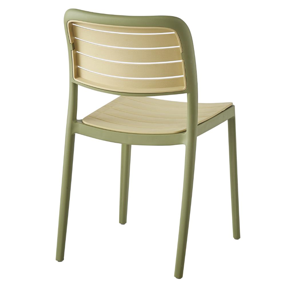 Set de 2 Sillas Carolina, Color Verde Olivo y Beige, con Espaldar de Líneas Horizontales