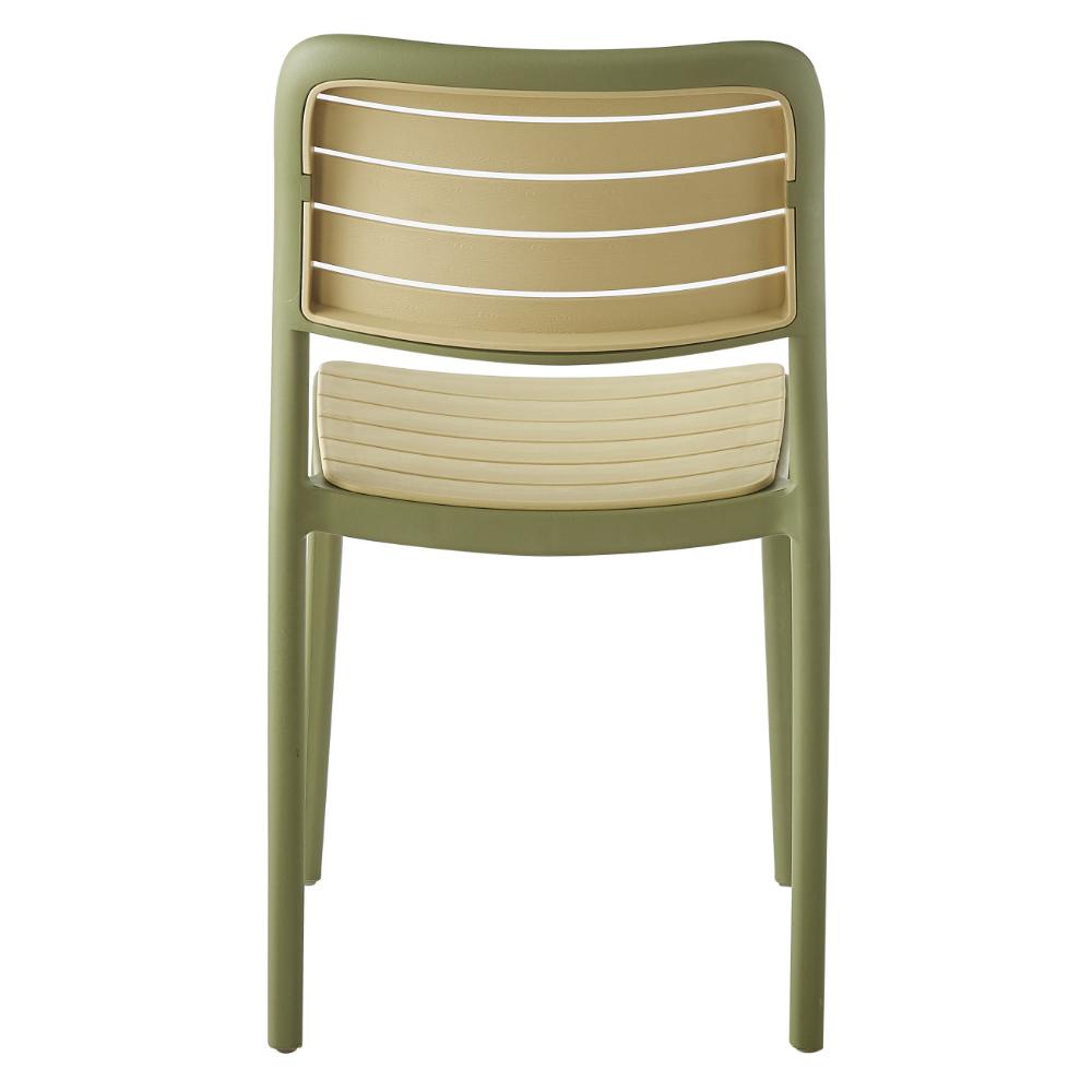 Set de 2 Sillas Carolina, Color Verde Olivo y Beige, con Espaldar de Líneas Horizontales