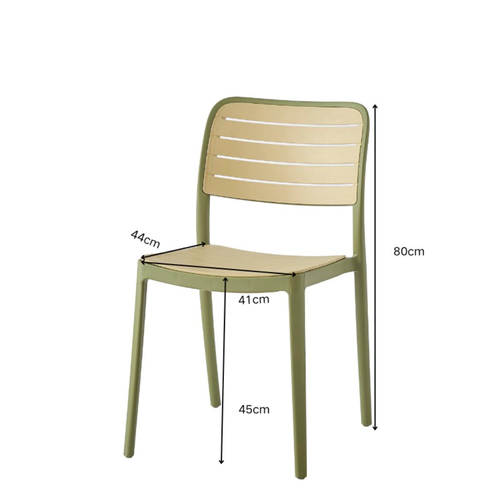 Set de 2 Sillas Carolina, Color Verde Olivo y Beige, con Espaldar de Líneas Horizontales