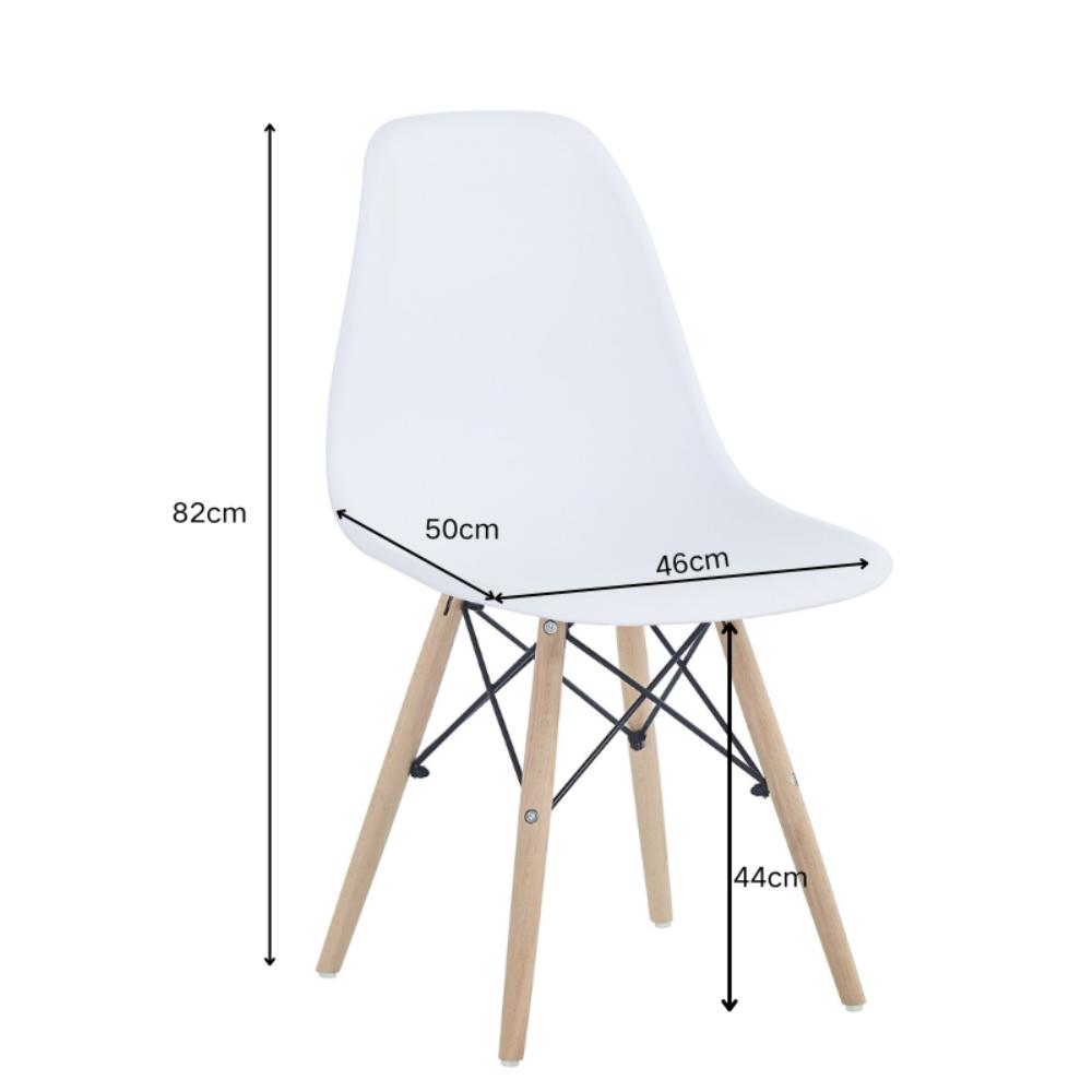 Set de 4 Sillas Eames, Color Blanco, con Patas de Madera