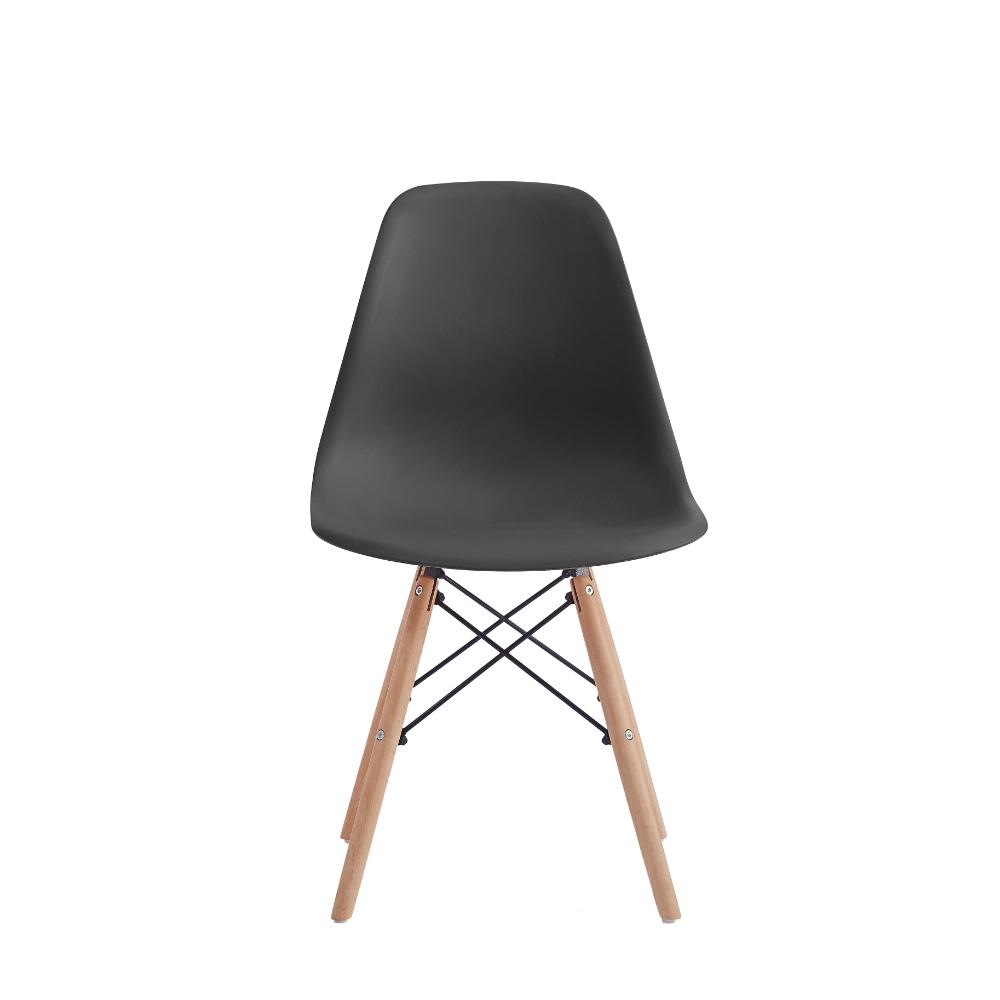 Set de 2 Sillas Eames, Color Negro, con Patas de Madera