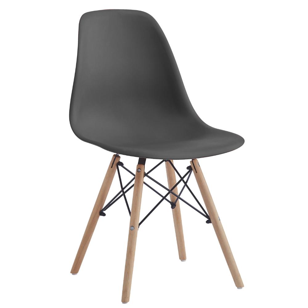 Set de 2 Sillas Eames, Color Negro, con Patas de Madera