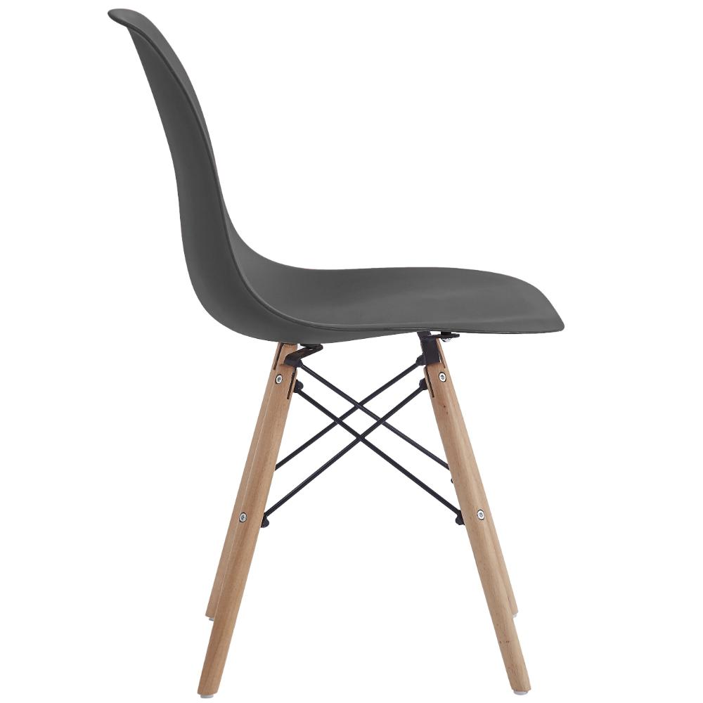 Set de 2 Sillas Eames, Color Negro, con Patas de Madera