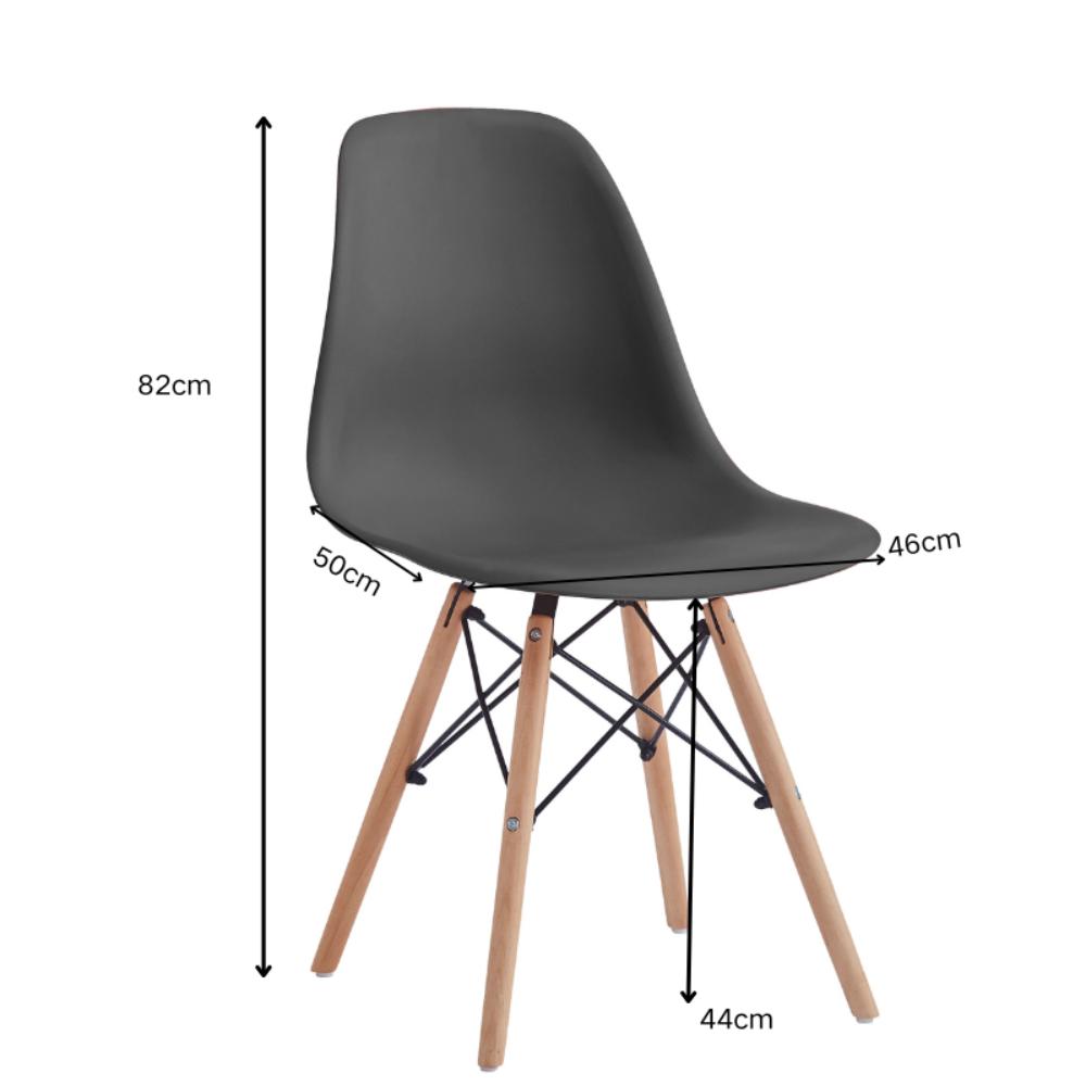 Set de 2 Sillas Eames, Color Negro, con Patas de Madera