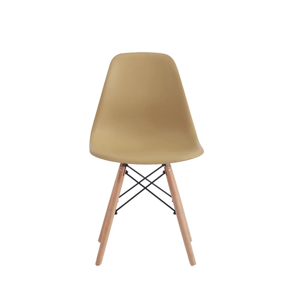 Silla Eames, Color Taupe, con Patas de Madera