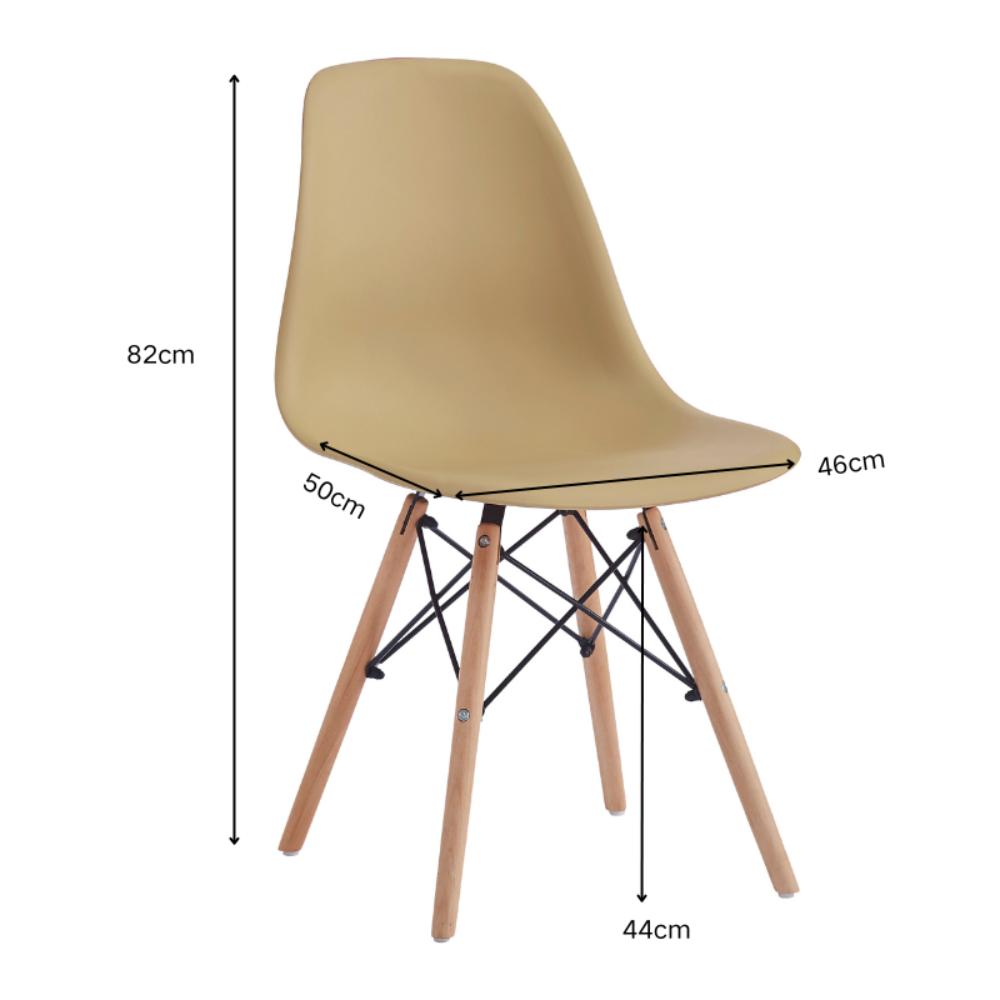 Silla Eames, Color Taupe, con Patas de Madera