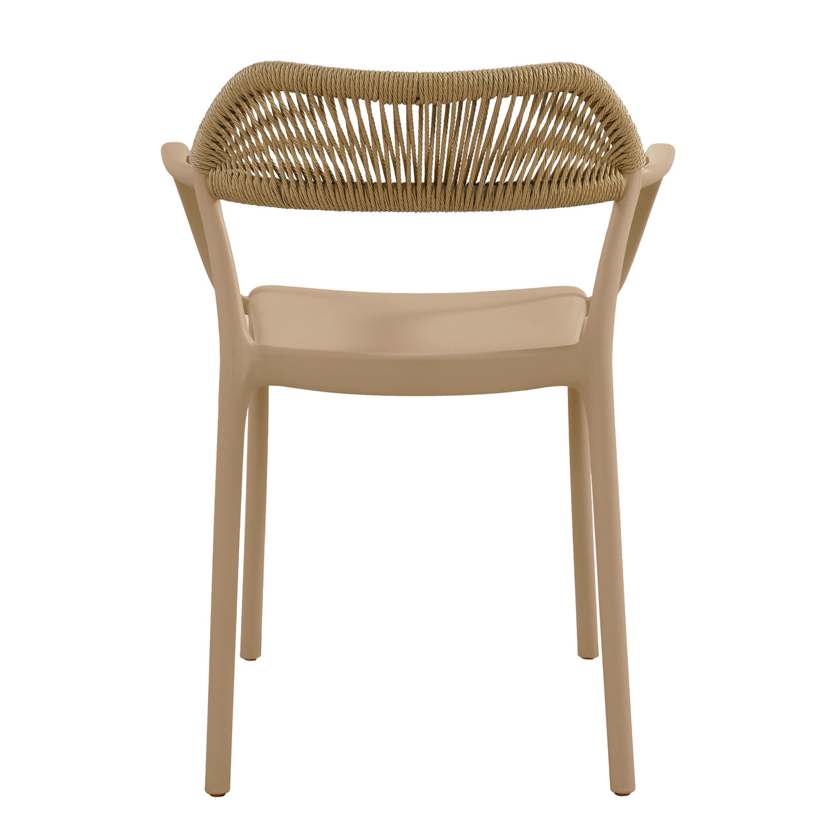 Set de 4 Sillas con Brazos Bombay, Khaki y Beige, con Espaldar en Cuerdas y Diseño Moderno