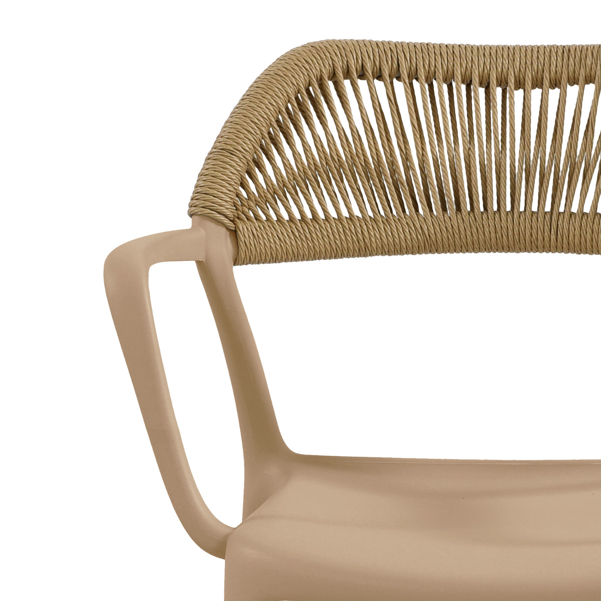 Set de 4 Sillas con Brazos Bombay, Khaki y Beige, con Espaldar en Cuerdas y Diseño Moderno