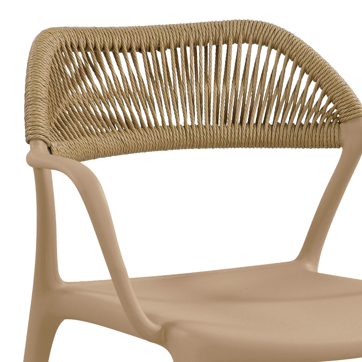 Set de 4 Sillas con Brazos Bombay, Khaki y Beige, con Espaldar en Cuerdas y Diseño Moderno